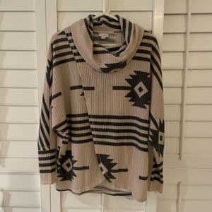 Aztec LuLaRoe pullover cowl neck sweater size small.